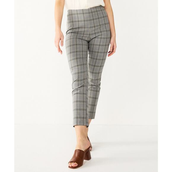 Nine West Plaid High Rise Skinny Ankle Pants Size 8 preppy academia office siren - Picture 1 of 11